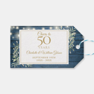Etiqueta Para Presente Brindemos aos 50 Anos de Aniversário Rustic Greene