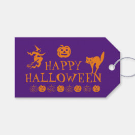 Etiqueta Para Presente Brindes roxos laranja felizes de Halloween assusta