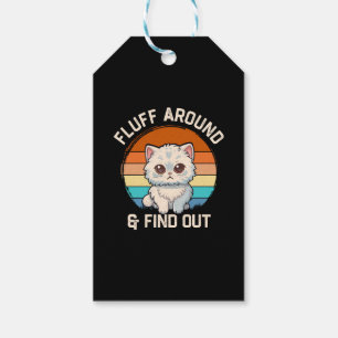 Etiqueta Para Presente Brinque com o Pelo e Descubra um Gato Retrô Divert