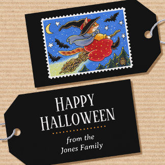 Etiqueta Para Presente Broomstick de bruxa de Halloween Personalizado