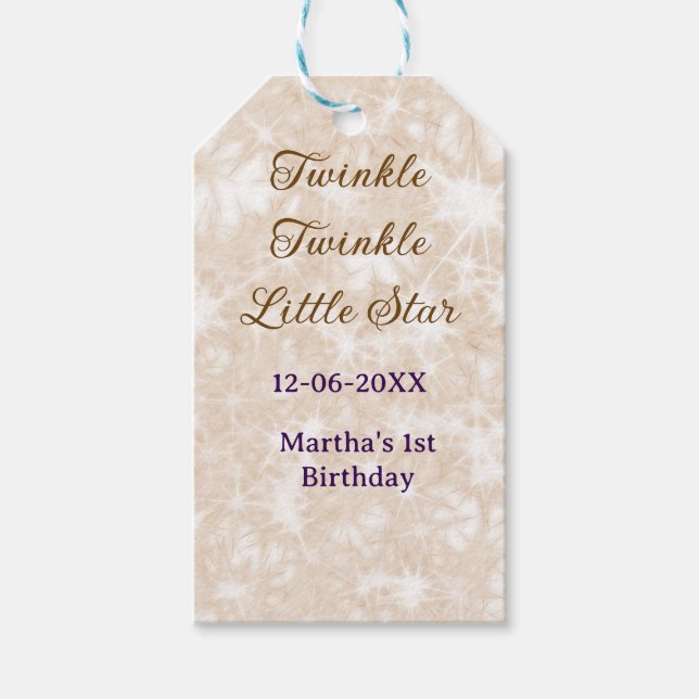 Etiqueta Para Presente Brown glitter twinkle twinkle little star birthday (Frente)