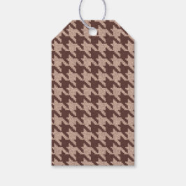 Etiqueta Para Presente Brown Houndstooth Preppy Classic Pattern