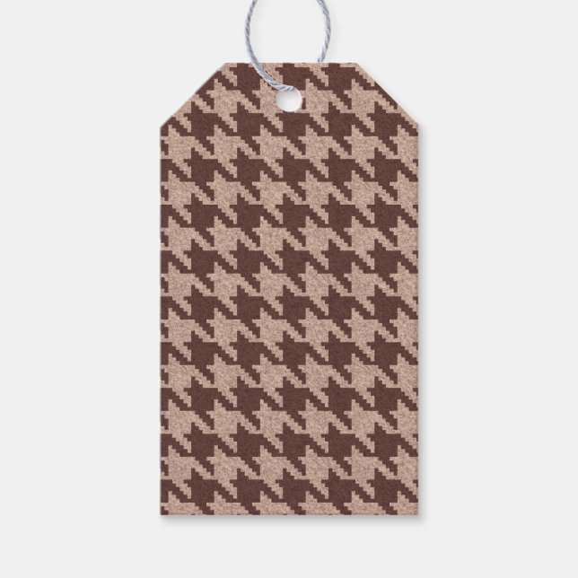 Etiqueta Para Presente Brown Houndstooth Preppy Classic Pattern (Frente)