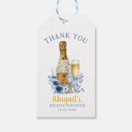 Etiqueta Para Presente BRUNCH & BUBBLY Chuveiro de Noiva Floral Azul