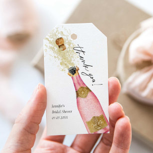 Etiqueta Para Presente Brunch rosa e Bubble Obrigado