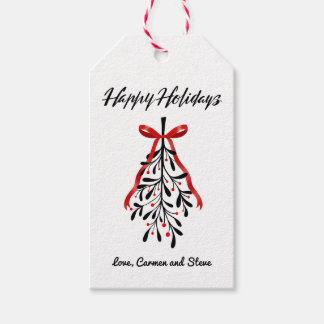 Etiqueta Para Presente Brush Calligraphy Happy Holidays  Gift Tags