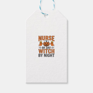 Etiqueta Para Presente Bruxa de Enfermeira de Halloween à Noite Camisa Vi
