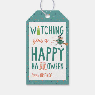 Etiqueta Para Presente Bruxa Fofa Desejando um Feliz Halloween Tag