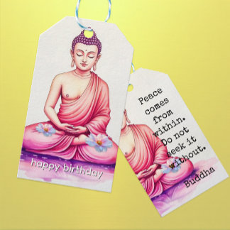 Etiqueta Para Presente Buddha Birthday, Watercolor, Meditation / Yoga 