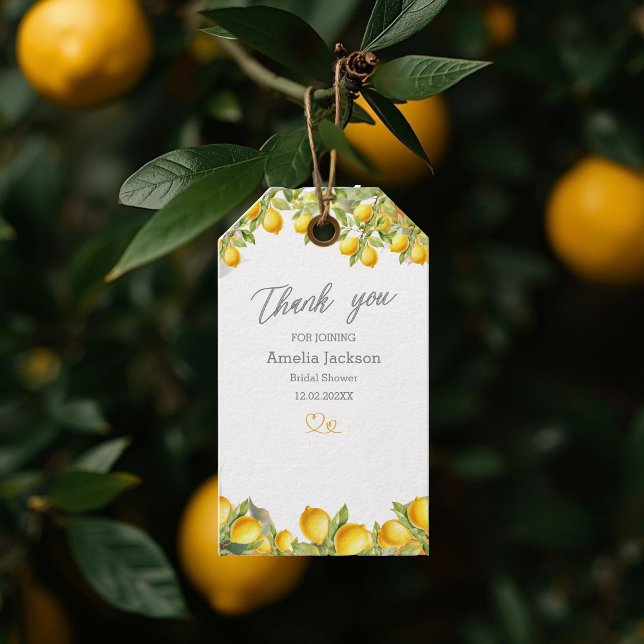Etiqueta Para Presente Budget Main Squeeze Lemon Wreath Bridal Shower (Criador carregado)