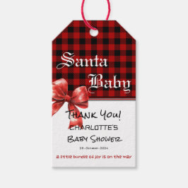 Etiqueta Para Presente Buffalo Plaid Watercolor Red Bow Baby Shower