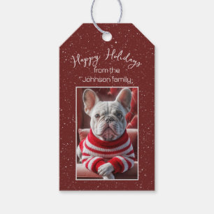 Etiqueta Para Presente Buldogue Francês de Natal