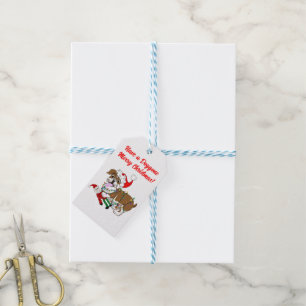 Etiqueta Para Presente Buldogue Inglês com Luzes Xmas