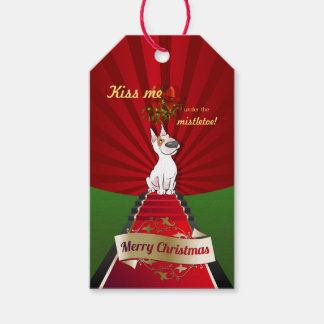 Etiqueta Para Presente Bull Terrier Christmas Gift Tag "Mistletoe"