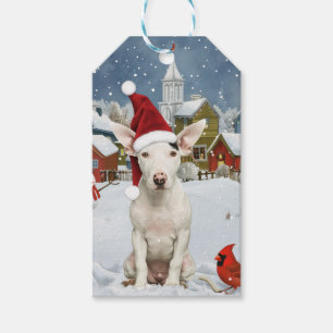 Etiqueta Para Presente Bull Terrier Dog Winter Wonderland Natal Joy