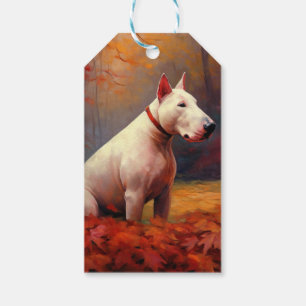 Etiqueta Para Presente Bull Terrier no outono deixa cair inspiração