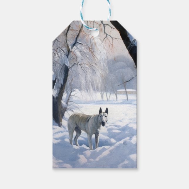 Etiqueta Para Presente Bull Terrier Que Neve Natal (Frente)