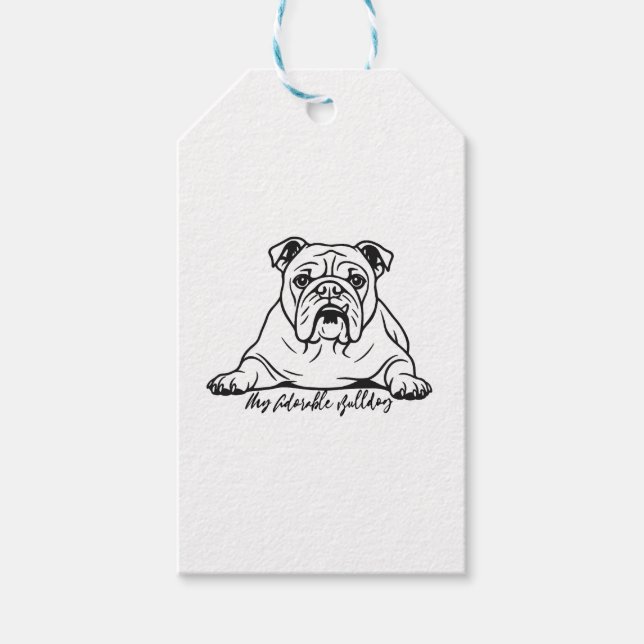 Etiqueta Para Presente Bulldog Adorável (Frente)
