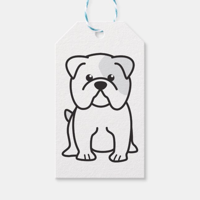Etiqueta Para Presente Bulldog Cartoon (Frente)