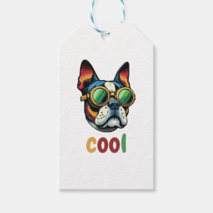 Etiqueta Para Presente Bulldog de Pop Art com Óculos