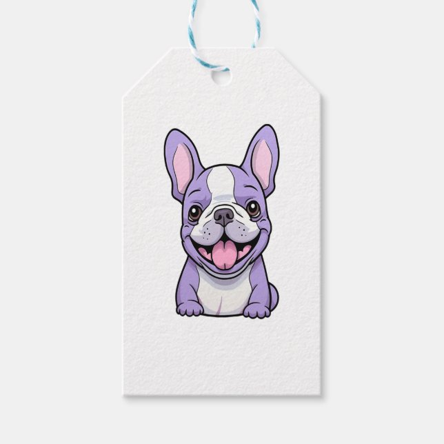 Etiqueta Para Presente Bulldogue Francês Lilás (Frente)