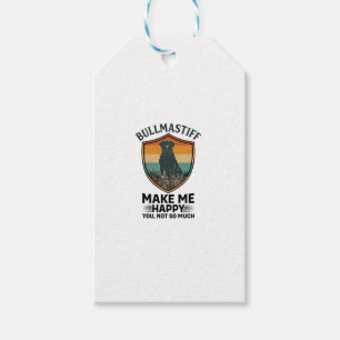 Etiqueta Para Presente Bullmastiff Faça Me Feliz Cão Escudo Retro Pôr do
