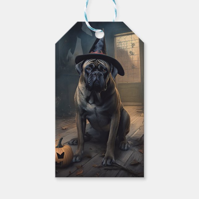 Etiqueta Para Presente Bullmastiff Pumpkins Halloween Scary (Frente)