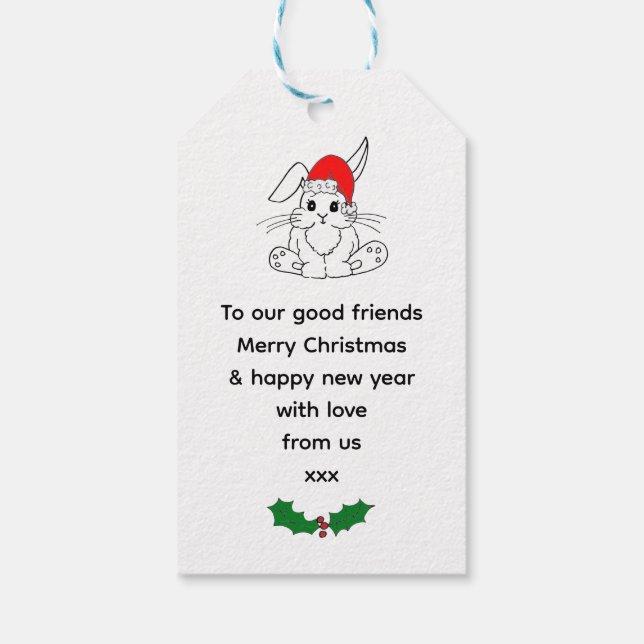 Etiqueta Para Presente Bunnies de Natal (Verso)