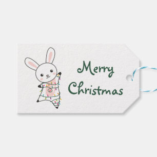 Etiqueta Para Presente Bunny Feliz Natal Animais de inverno Rabbits Camin