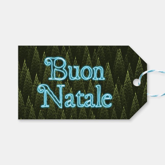 Etiqueta Para Presente Buon Natale - Coníferas (Frente (horizontal))