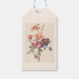 Etiqueta Para Presente Buquê de aguarela de arte fino floral vintage hola