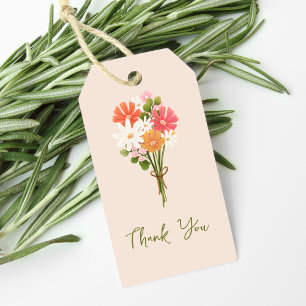 Etiqueta Para Presente Buquê De Flores Modernas Coloridas Obrigado