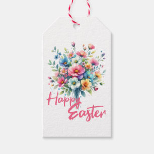 Etiqueta Para Presente buquê de primavera cor-de-rosa felz pascoa pastel