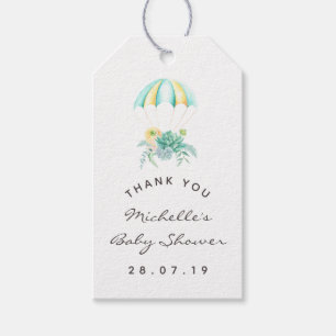Etiqueta Para Presente Buquê Floral Chá de fraldas De Paraquedas Obrigado