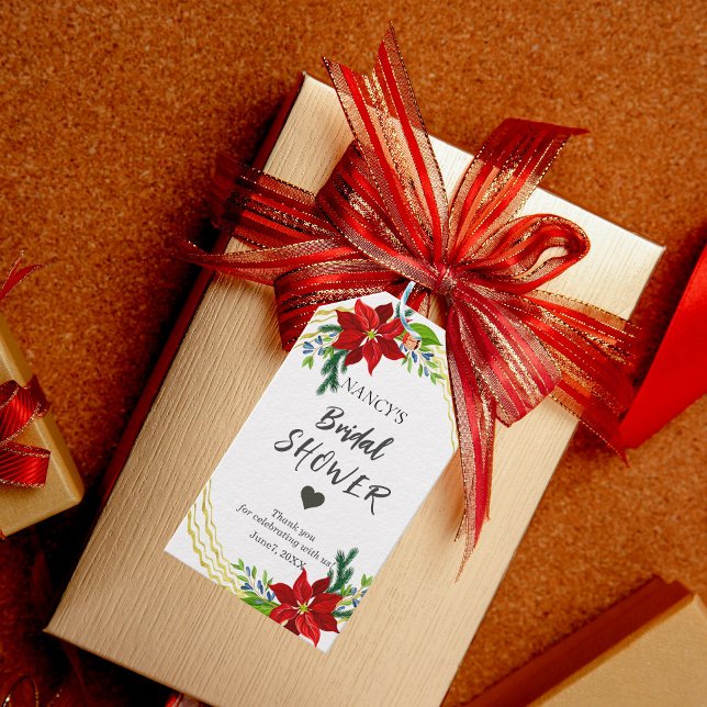 Etiqueta Para Presente Buquê Floral de Poinsettia Agradecimento Chuveiro  (Criador carregado)