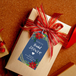 Etiqueta Para Presente Buquê Floral de Poinsettia para Chá de Noiva Obrig