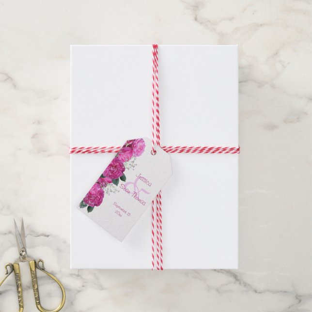 Etiqueta Para Presente Buquê Floral Romântico Casamento (Com cordão)