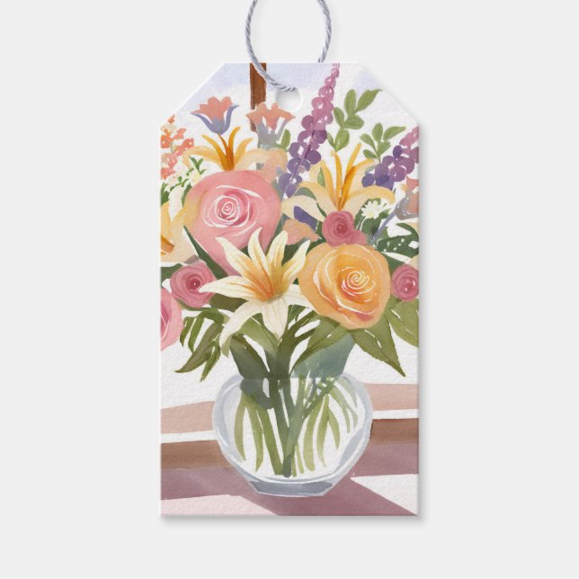Etiqueta Para Presente Buquê primavera | Placa Floral bonito (Frente)