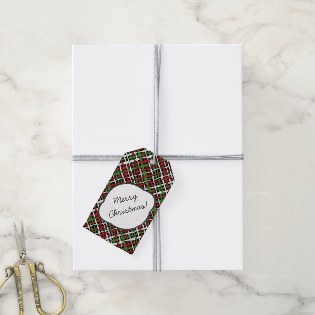 Etiqueta Para Presente Buraco de Natal Russo com Saudação de Texto (Com cordão)