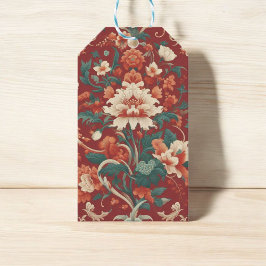 Etiqueta Para Presente Burgundy Chinoiserie Grandmilenial Toile de Jouy