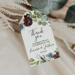 Etiqueta Para Presente Burgundy Floral and Greenery Thank You<br><div class="desc">These burgundy floral and greenery thank you favor tags are perfect for a winter wedding reception. The elegant boho design features watercolor navy, blush pink and wine shade flowers with artistic penciled details. Personalize these tags with a short message, your names, and your wedding date. You can change the wording...</div>