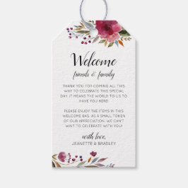 Etiqueta Para Presente Burgundy Flowers - Casamento outono de boas-vindas