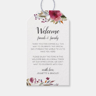 Etiqueta Para Presente Burgundy Flowers - Casamento outono de boas-vindas