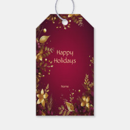 Etiqueta Para Presente Burgundy Red Flowers Holiday Gift Tag