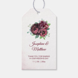 Etiqueta Para Presente Burgundy Rose Bouquet Monograma