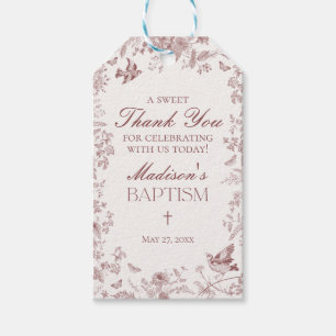 Etiqueta Para Presente Burgundy Toile De Jouy Floral Baptism Favor