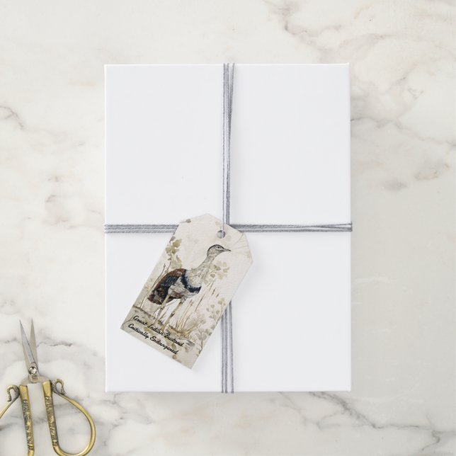 Etiqueta Para Presente Bustard Excelente Indígena Pintada à Mão Ameaçada (Com cordão)