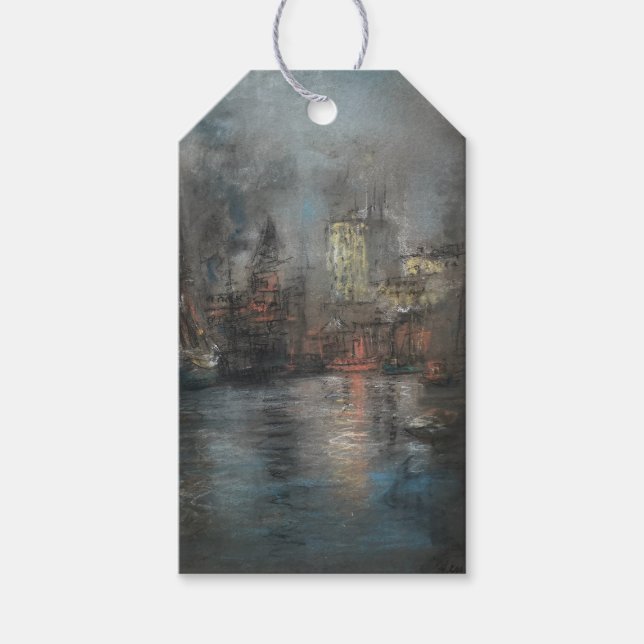 Etiqueta Para Presente Busy Harbour (por Glenn Cooper Henshaw) (Frente)