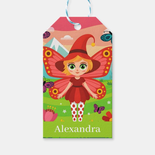 Etiqueta Para Presente Butterfly Fairy Illustration in Whimsical Forest (Frente)