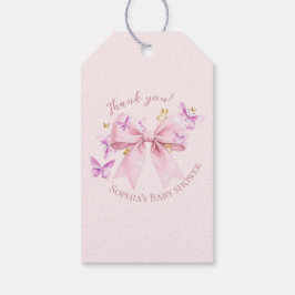 Etiqueta Para Presente Butterfly Pink Bow Baby Shower 